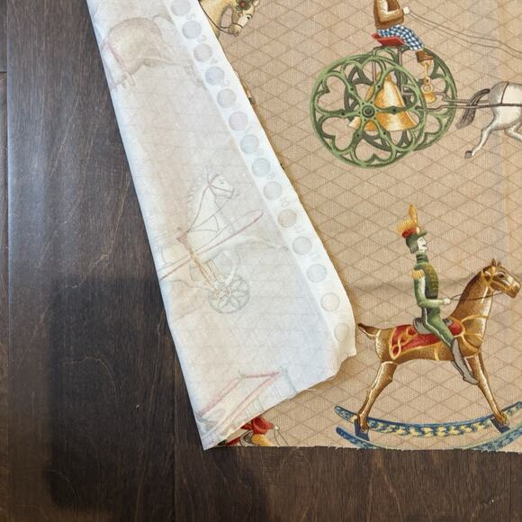 Vtg P Kaufmann Carousel Horse Fabric Tan‎ Geometric Circus Rocking Racing 53x54” - Picture 15 of 16